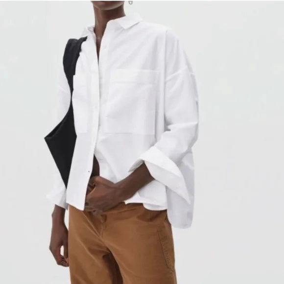 NEW Everlane The Boxy Oxford Button Down Shirt White Medium - Picture 1 of 8
